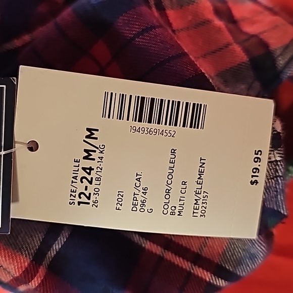 Gymboree Teachers Favorite Multi quilted plaid red/bl/ 12-24 M/M (26-30lbs) NWT - Picture 4 of 14